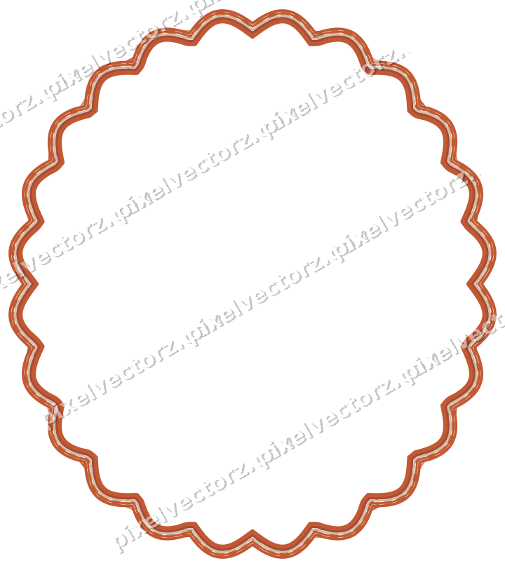Decorative line art frame in orange and amber with oval