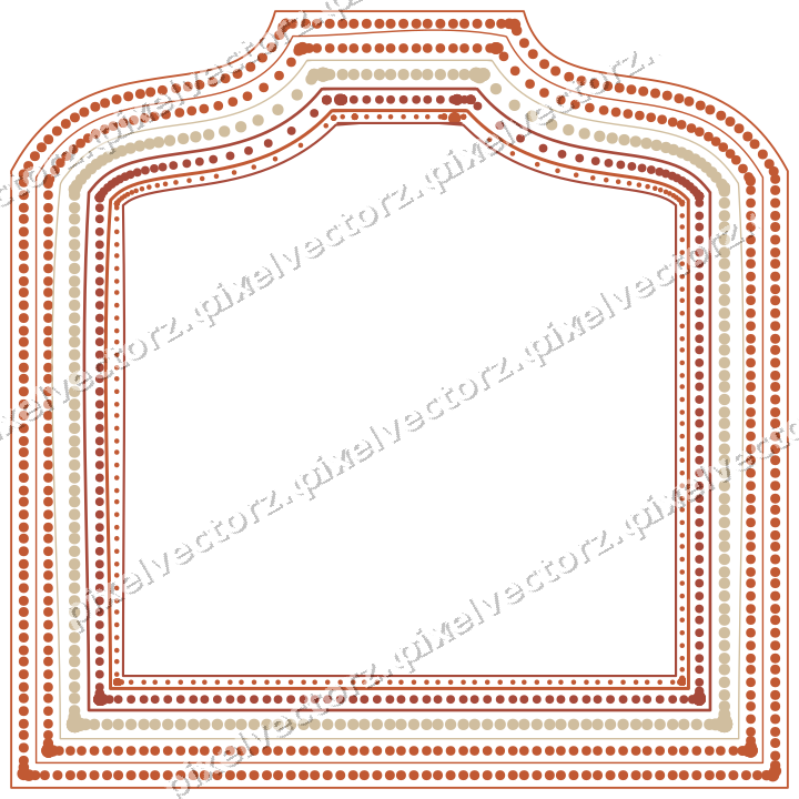 Decorative line art frame in orange and amber with label plaque