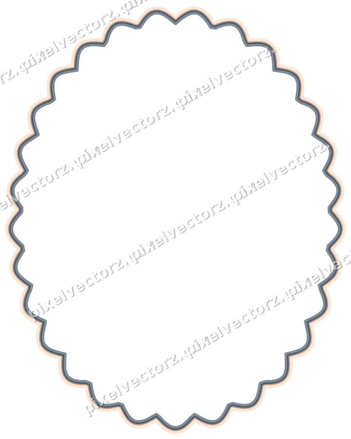 Decorative line art frame in blue and orange with oval