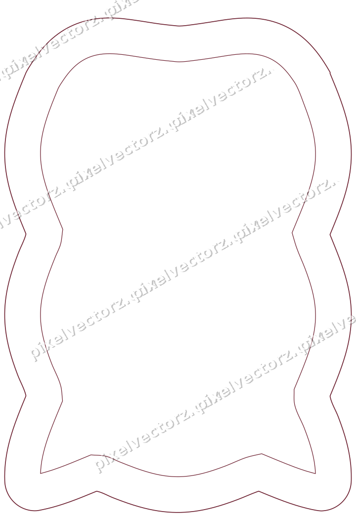 Decorative line art frame in dark pink and red with label plaque