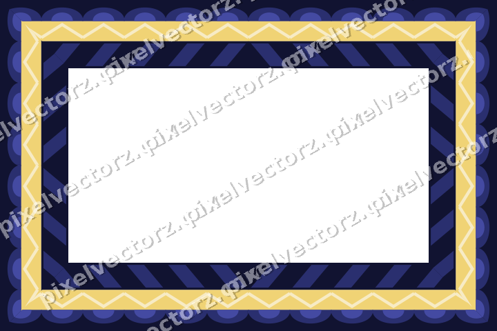 Decorative picture frame border in dark blue and amber with scale band
