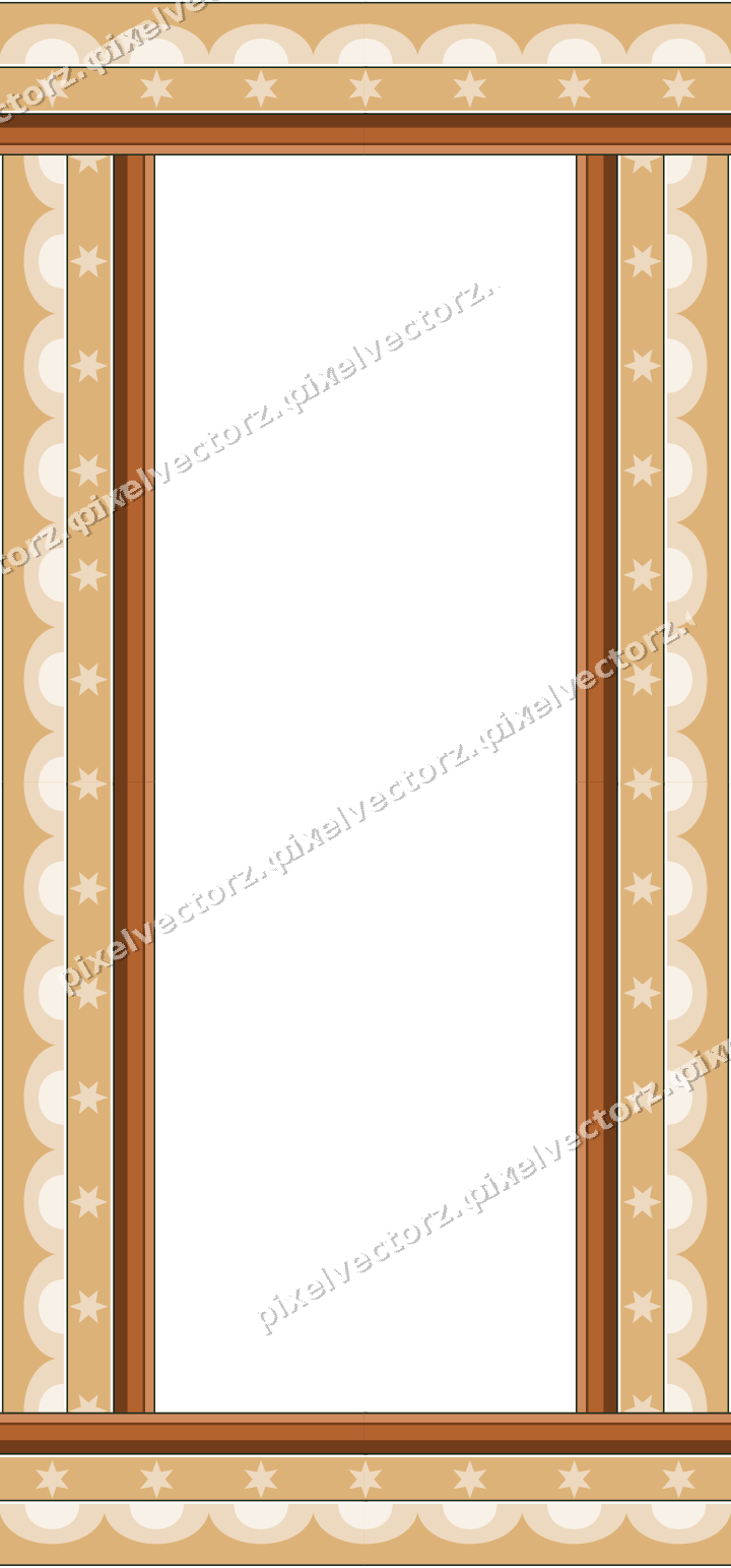Decorative picture frame border in dark green with star band