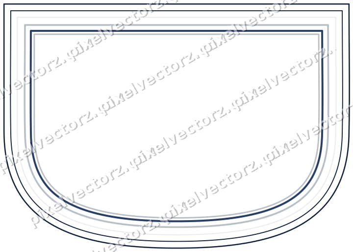 Decorative line art frame in dark blue and white with shield
