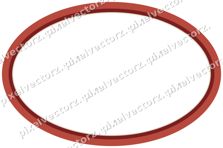 Decorative line art frame in dark red and dark green with oval