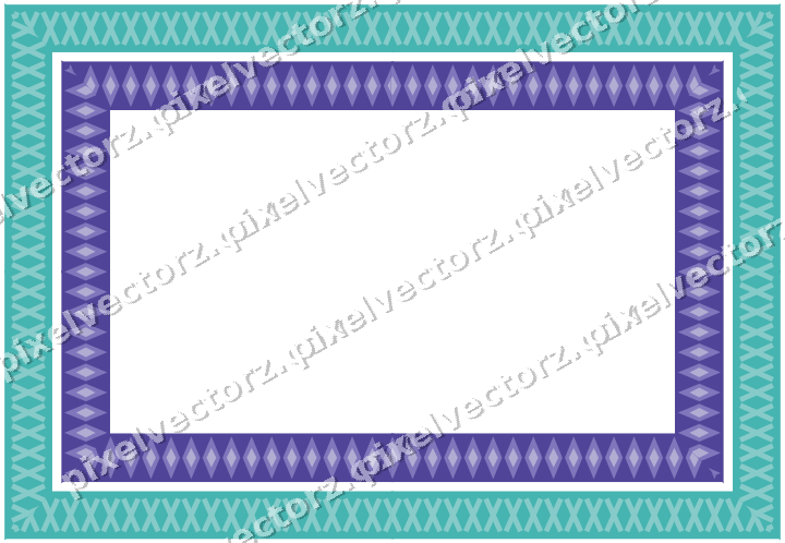 Decorative picture frame border in blue and cyan with diamond band