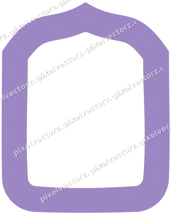 Decorative line art frame in amber and purple with label plaque