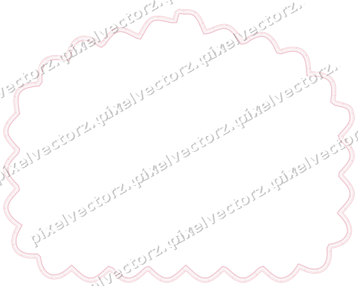 Decorative line art frame in pale pink and pale red with label plaque