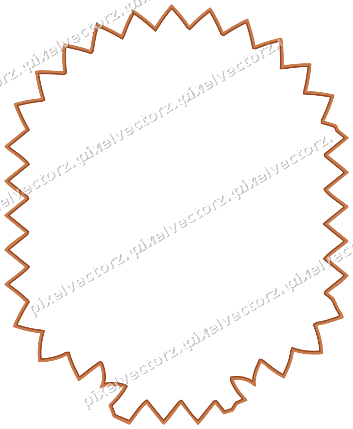 Decorative line art frame in orange and blue with label plaque