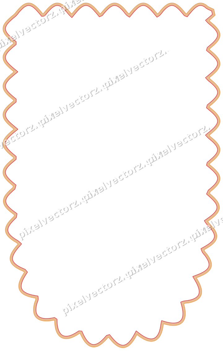 Decorative line art frame in red and orange with shield