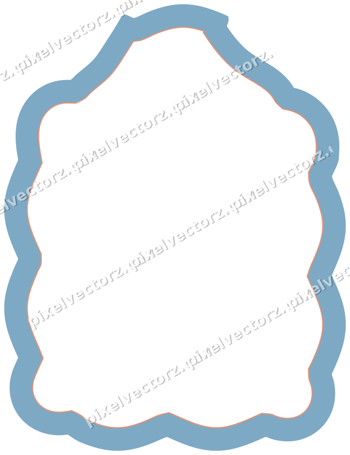 Decorative line art frame in orange and cyan with label plaque