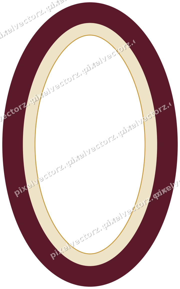 Decorative line art frame in dark pink and amber with oval