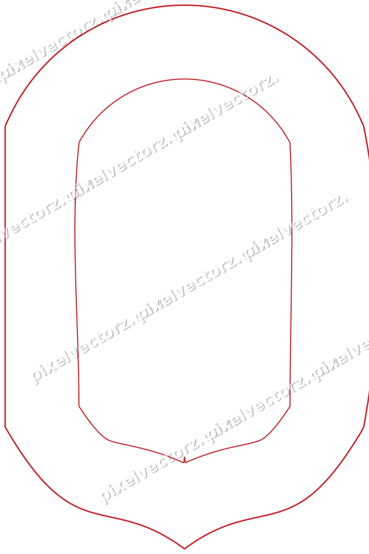 Decorative line art frame in dark green and red with label plaque