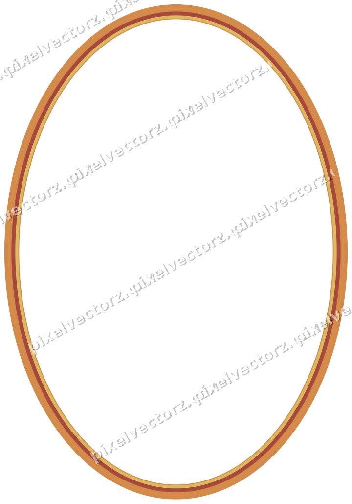 Decorative line art frame in orange and amber with oval and solid band