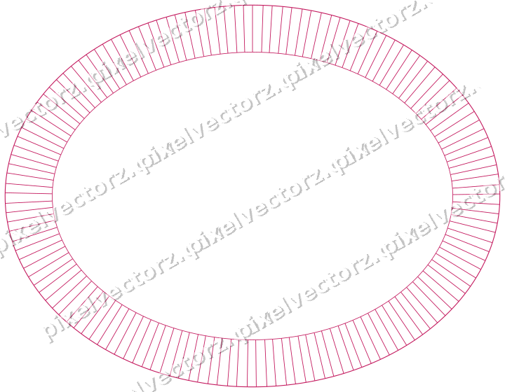 Decorative line art frame in lime and pink with oval and hatching