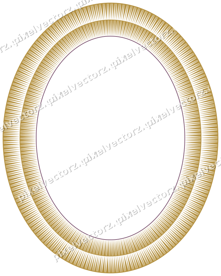 Decorative line art frame in dark magenta and amber with oval