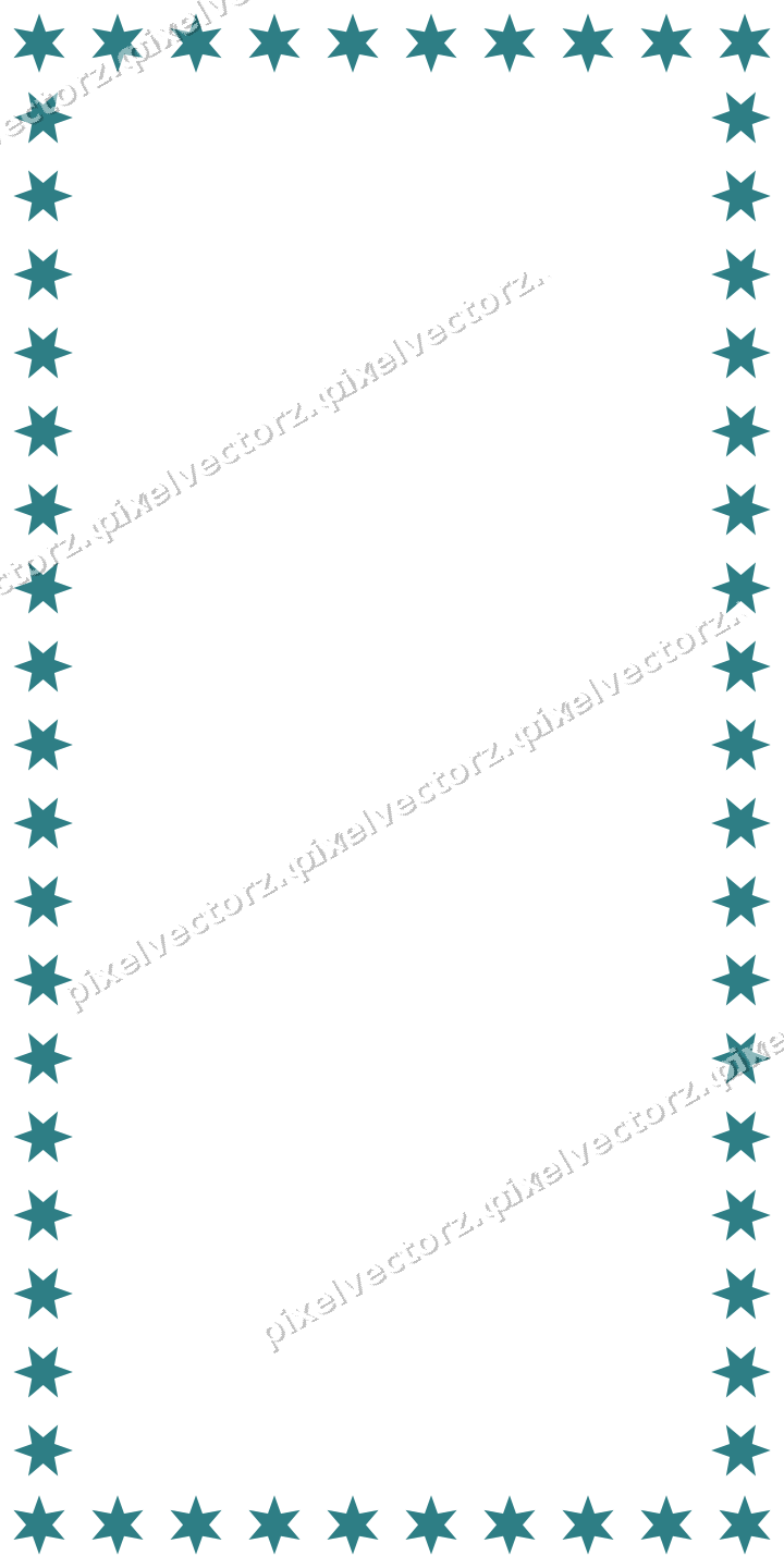 Decorative picture frame border in dark teal and orange with star band