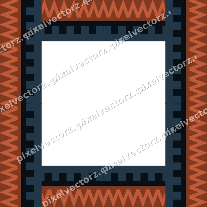 Decorative picture frame border in orange and cyan with zigzag