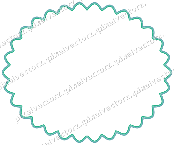 Decorative line art frame in green and teal with oval