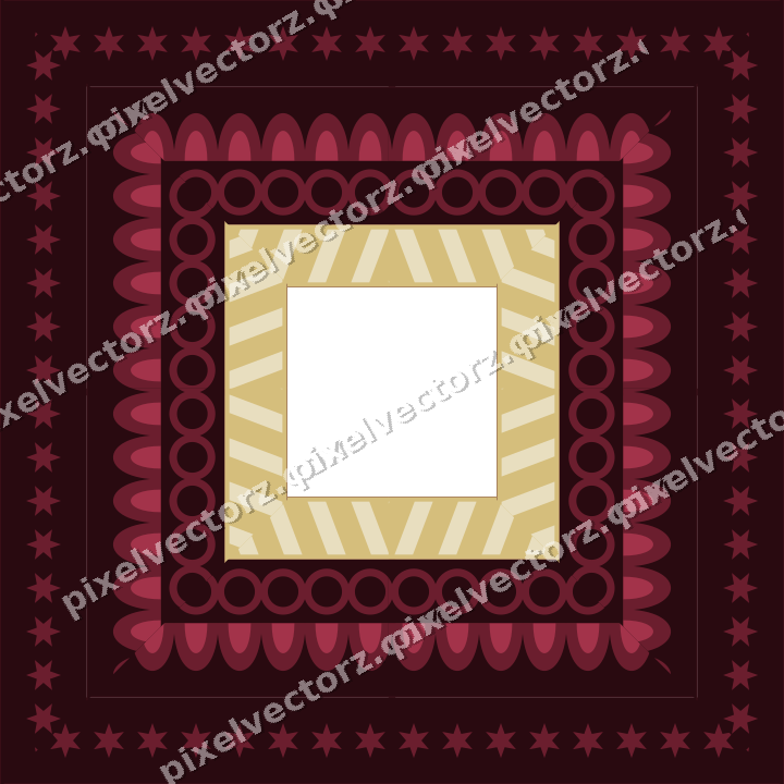Decorative picture frame border in dark pink and red with ring chain
