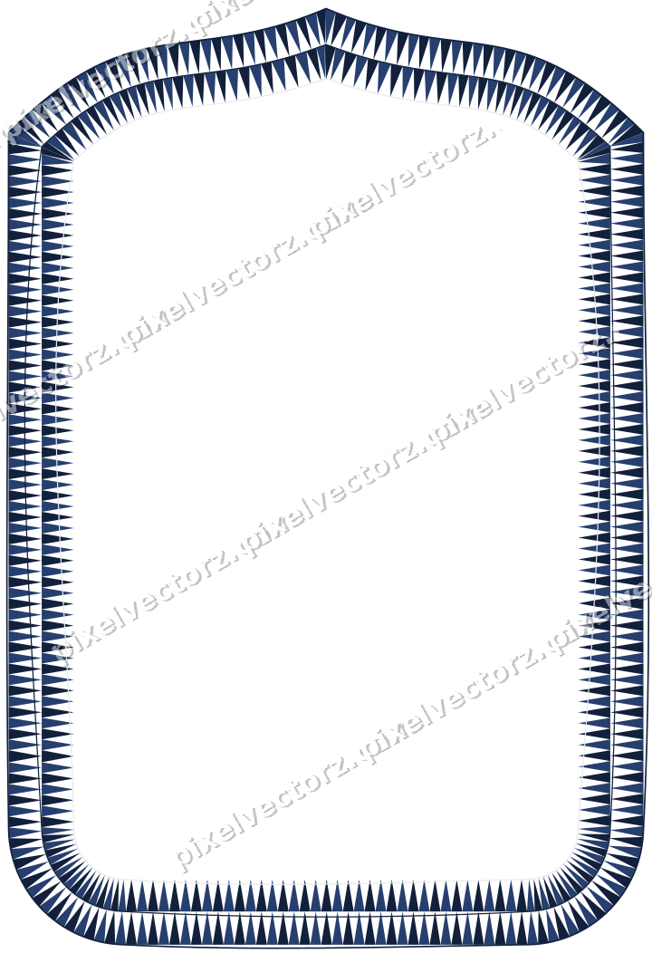 Decorative line art frame in dark blue and white with label plaque