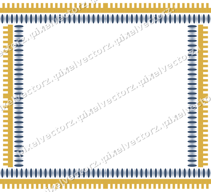 Decorative picture frame border in amber and green with step band