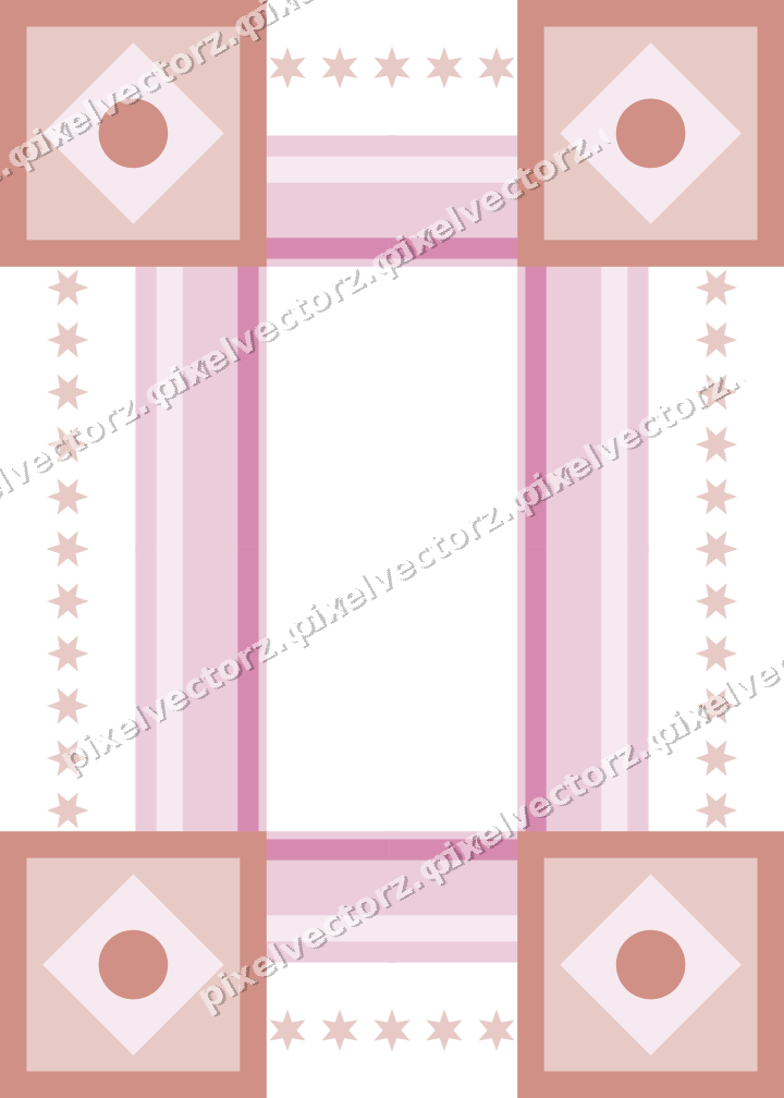 Decorative picture frame border in pale pink with star band