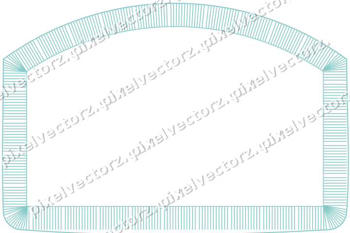 Decorative line art frame in blue and cyan with label plaque