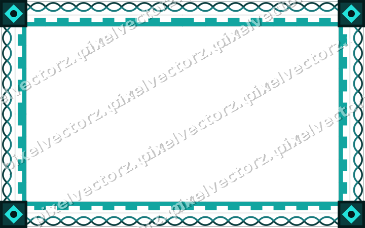 Decorative picture frame border in orange and teal with guilloche