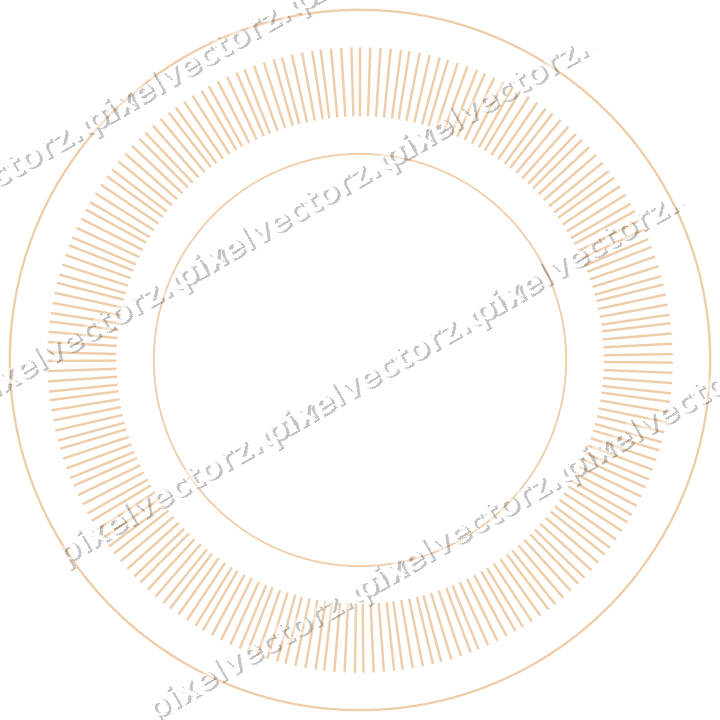 Decorative line art frame in dark blue and orange with oval
