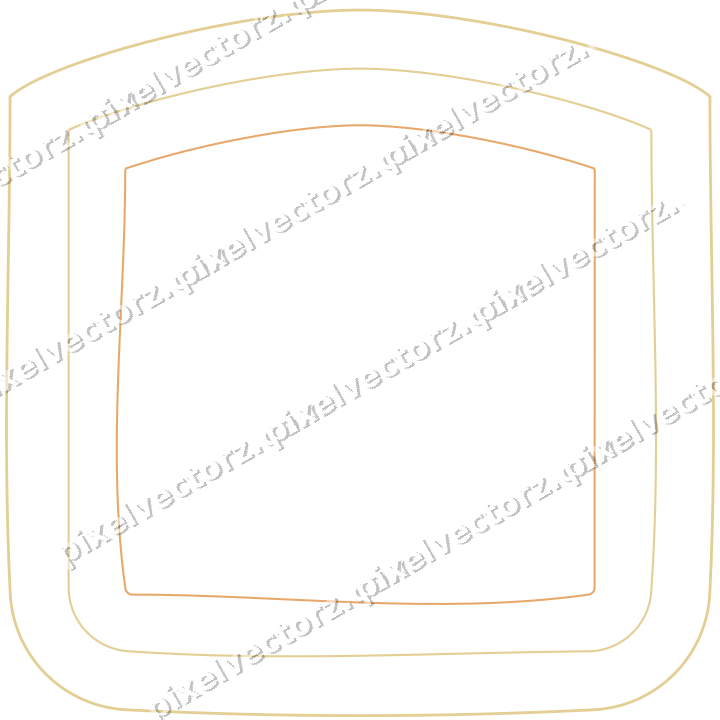 Decorative line art frame in red and orange with label plaque
