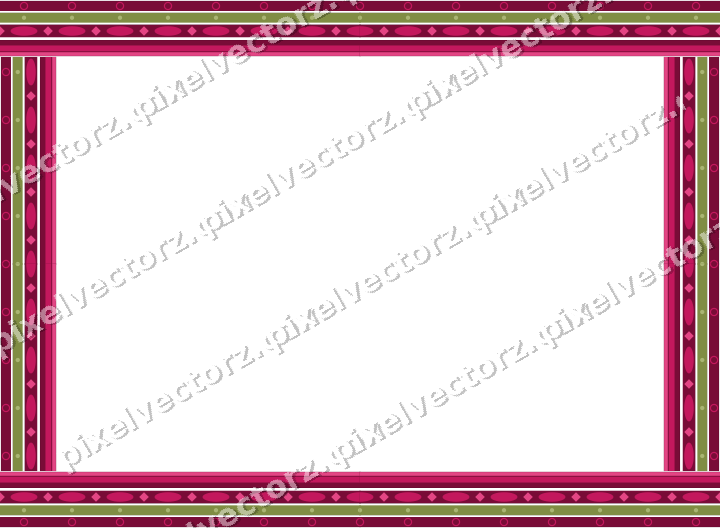 Decorative picture frame border in lime and pink with ring chain