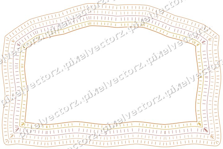 Decorative line art frame in orange and amber with label plaque