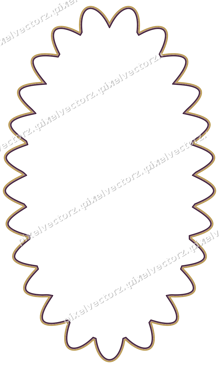 Decorative line art frame in dark magenta and amber with oval