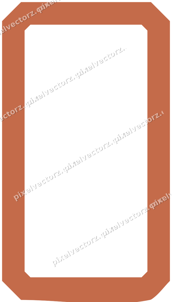 Decorative line art frame in dark teal and orange with label plaque