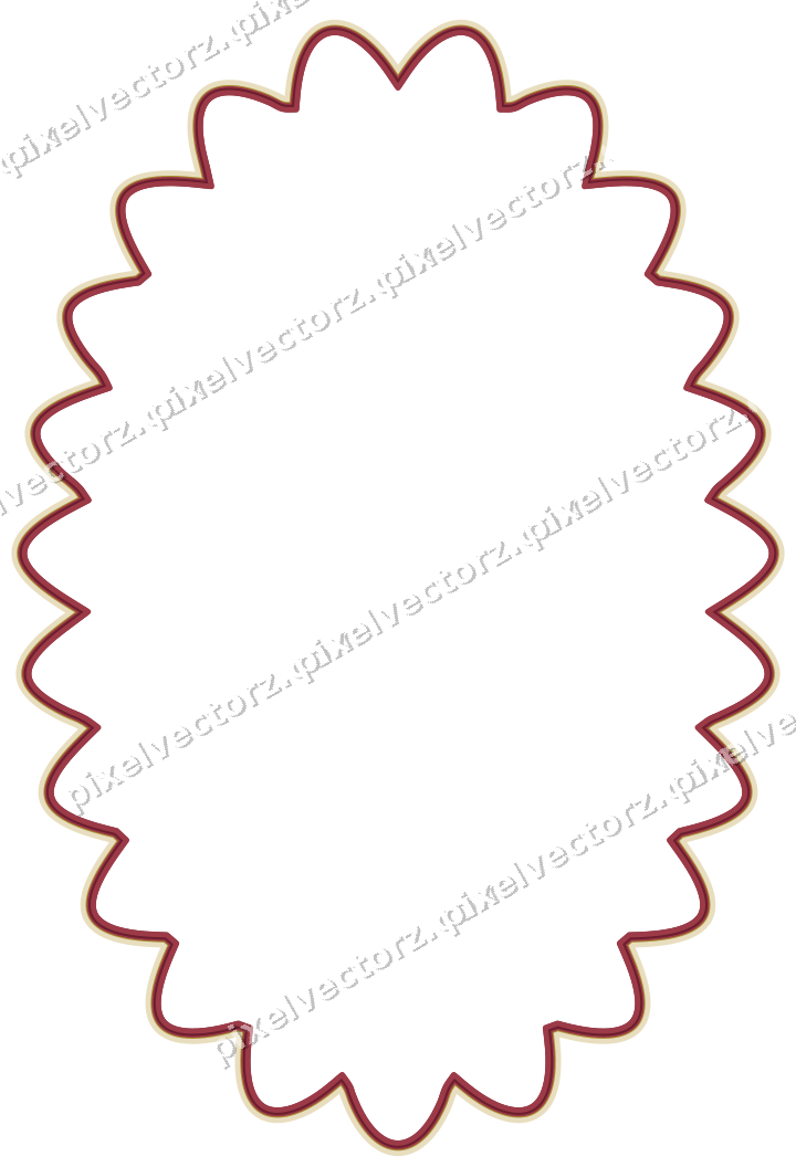 Decorative line art frame in dark pink and red with oval