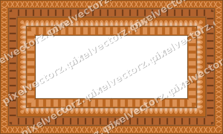Decorative picture frame border in orange and teal with cross band