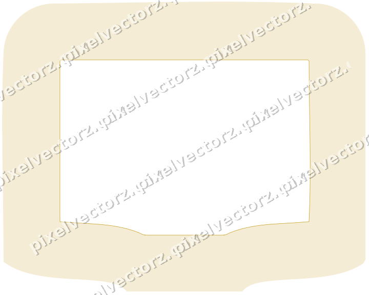 Decorative line art frame in dark green and amber with label plaque