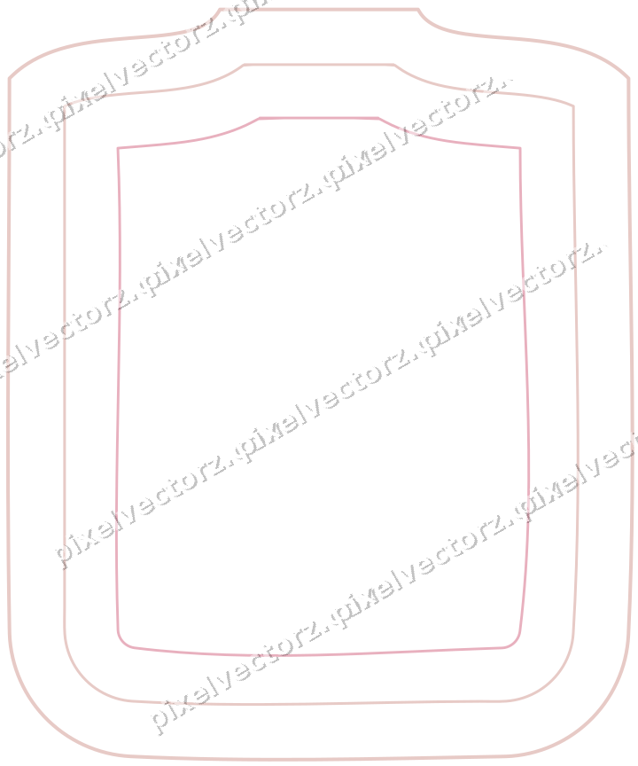 Decorative line art frame in pale pink and pale red with label plaque