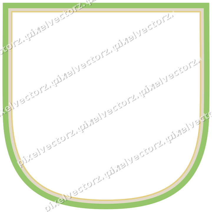 Decorative line art frame in lime and yellow with shield