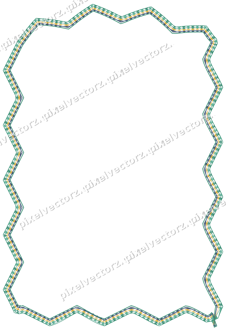 Decorative line art frame in amber and green with label plaque