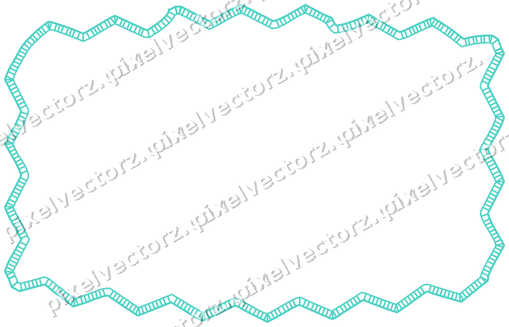 Decorative line art frame in orange and teal with label plaque