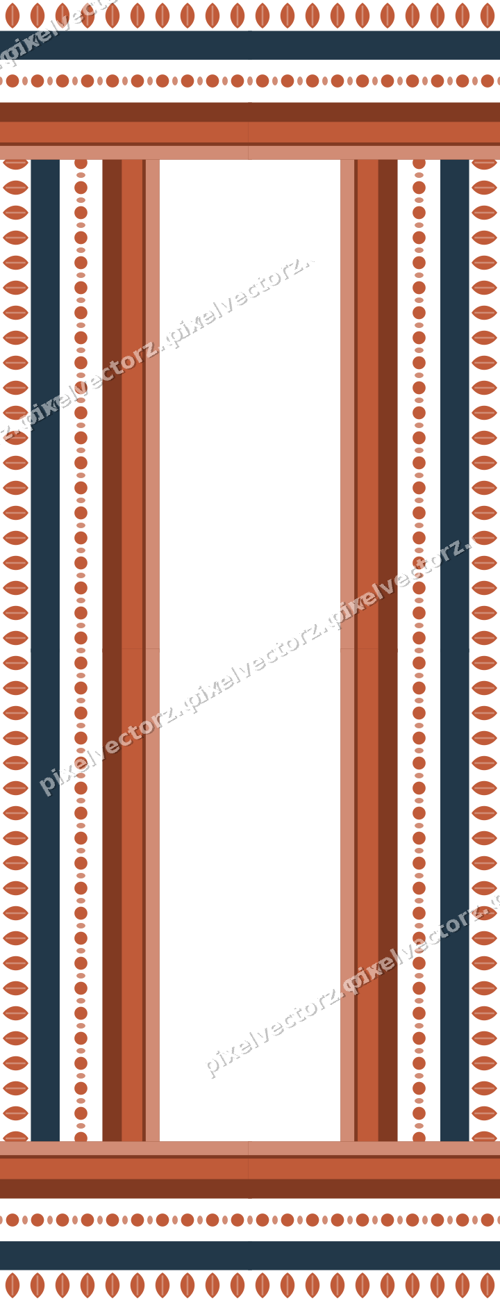 Decorative picture frame border in orange and cyan with leaf moulding