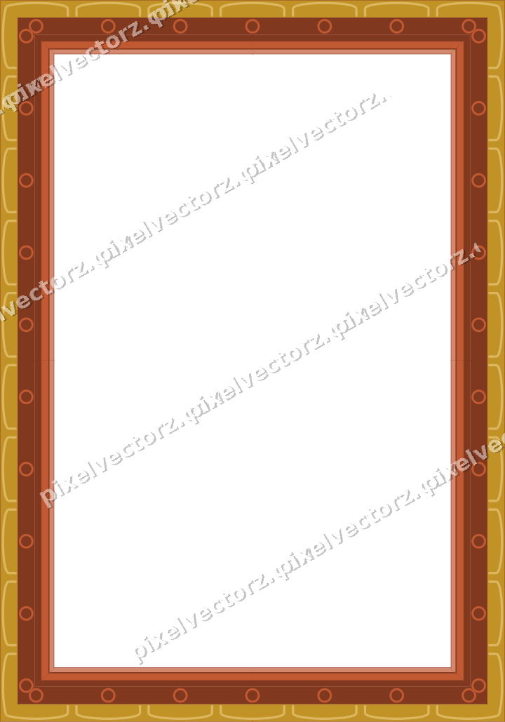 Decorative picture frame border in orange and amber with arcade frieze