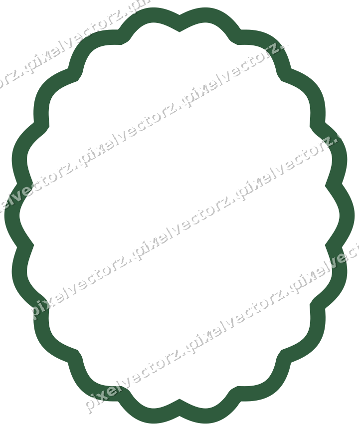 Decorative line art frame in dark green and amber with oval