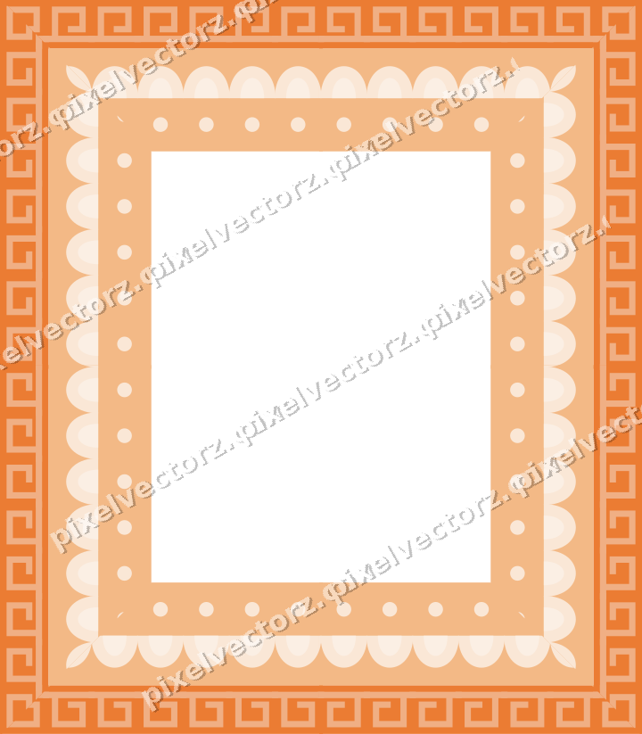 Decorative picture frame border in blue and orange with scale band