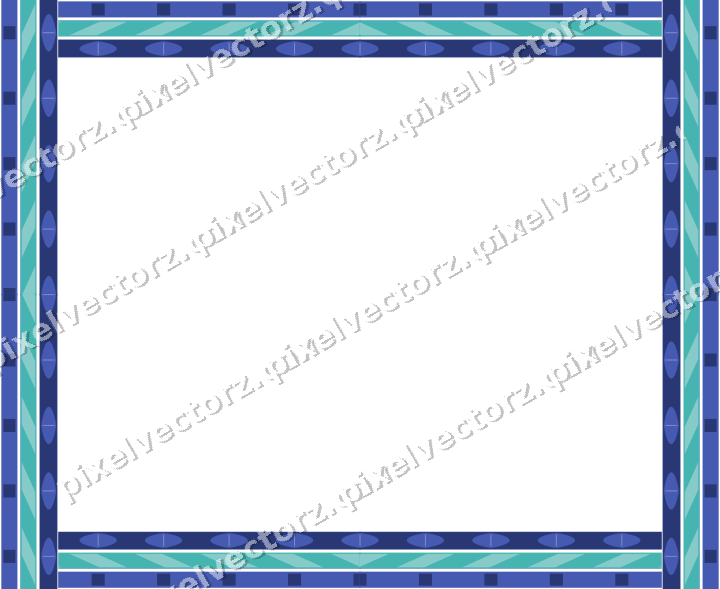Decorative picture frame border in blue and cyan with diagonal band