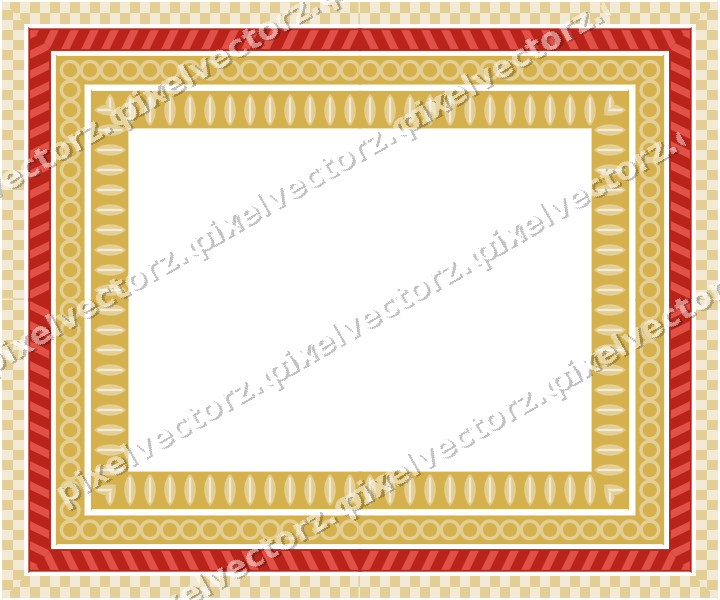 Decorative picture frame border in red and orange with diagonal band