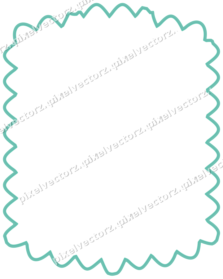 Decorative line art frame in green and teal with label plaque