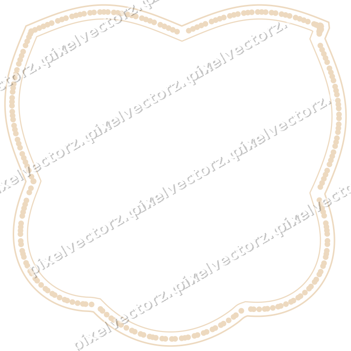 Decorative line art frame in dark green and orange with shield