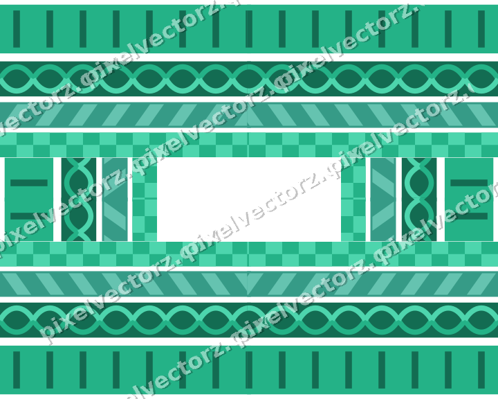 Decorative picture frame border in green and teal with diagonal band